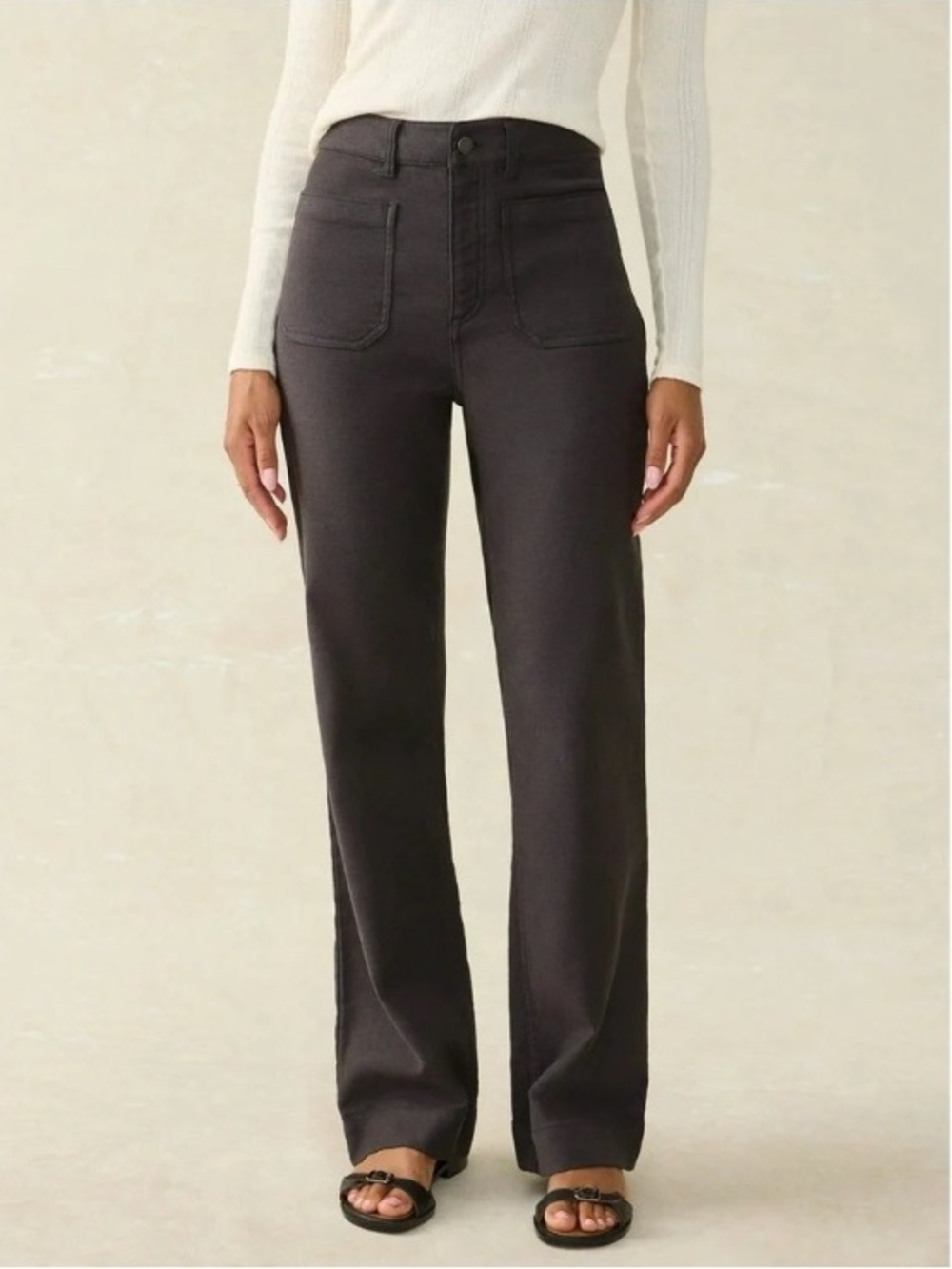 FAHERTY Utility Stretch Terry Pant in Washed Black - Picture 3 of 7